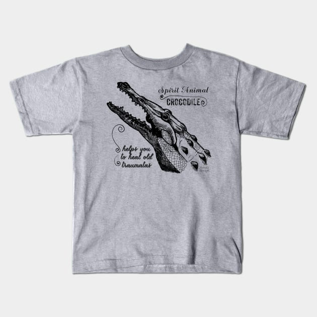 Spirit animal - crocodile - black Kids T-Shirt by mnutz